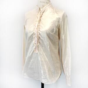 J.Crew Golden color fancy fairy long sleeve batiste blouse top ruffles size XS